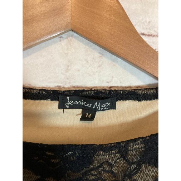 Jessica Max U.S.A. Top Womens Medium Black All Over Lace Fairy Whimsigoth Grunge - Picture 11 of 12